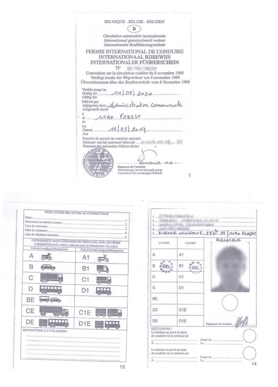 A Belgian driver's license before translation