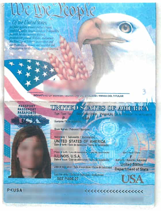 an example of a scan of a passport