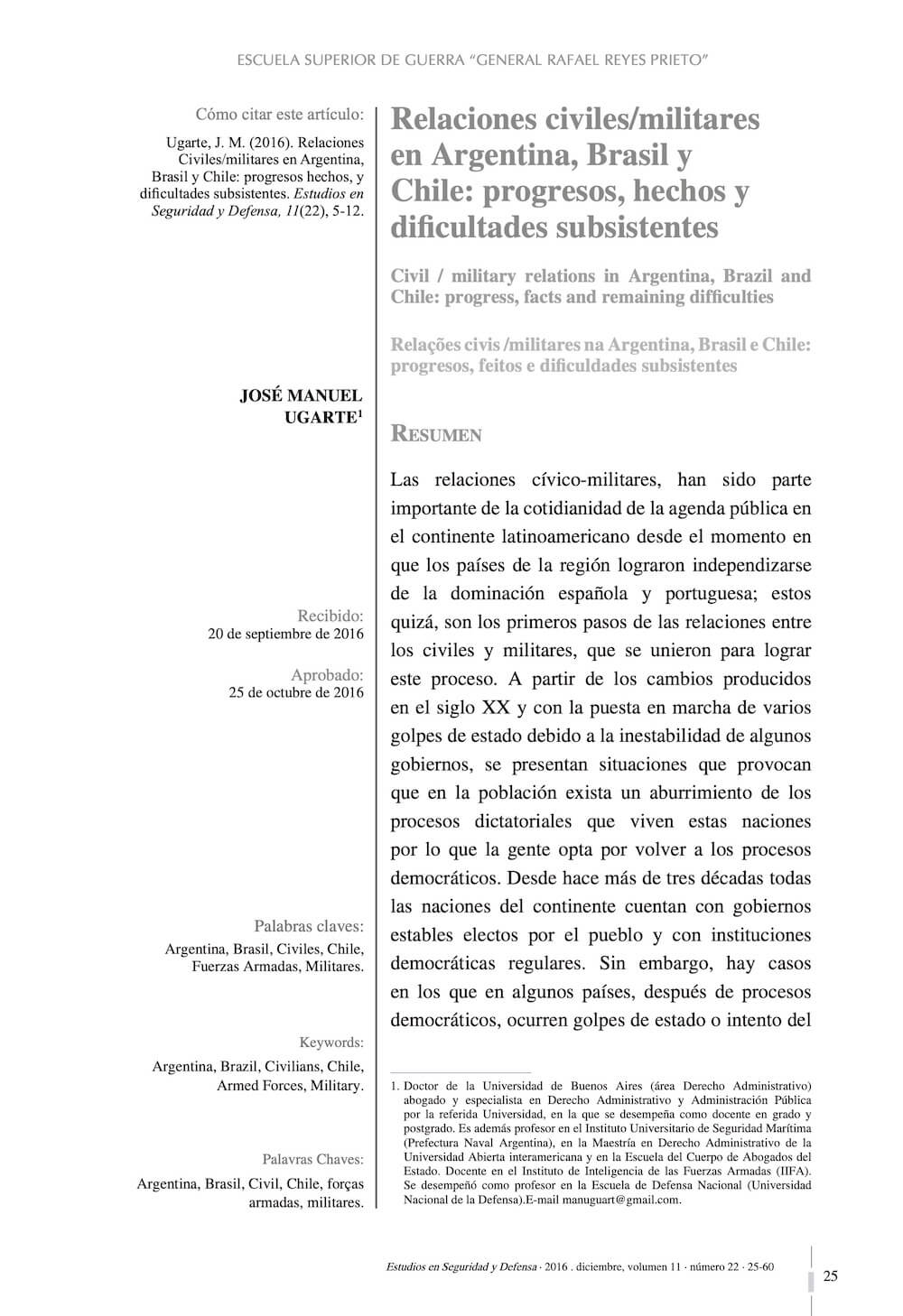 The first page of a scientific article in Spanish before translation